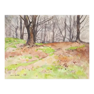 Vintage 1922 Central Park Watercolor Painting by Egbert Cadmus