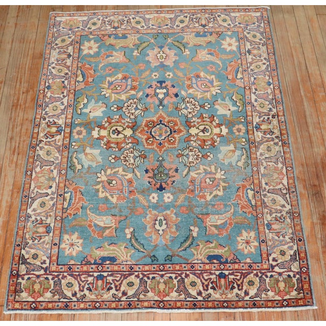 Pair of Teal Persian Tabriz Rugs rug no. j3704 For Sale In New York - Image 6 of 18