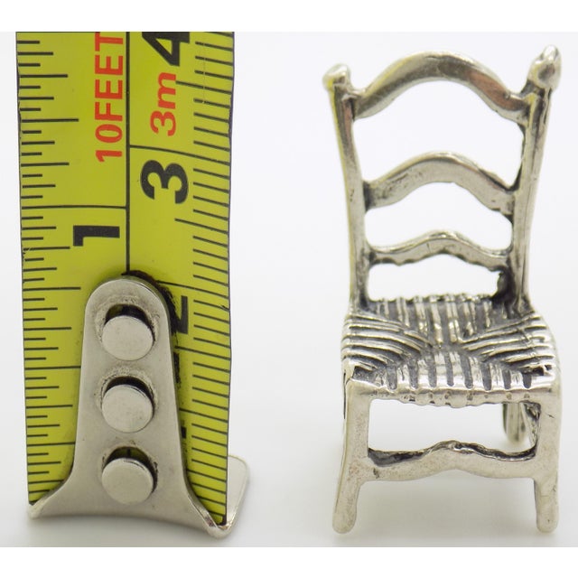 Vintage Italian Handmade Genuine Silver Chair Dollhouse Miniature From Tuscany, 1970s Solid 800 Silver Miniature Furniture and Decor For Sale - Image 10 of 10