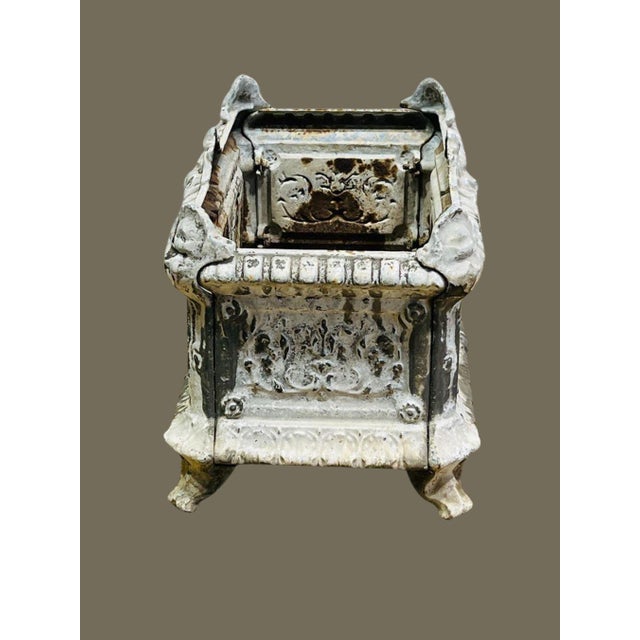 Metal Antique French Cast Iron Garden Urn With Ornate Detailing For Sale - Image 7 of 12