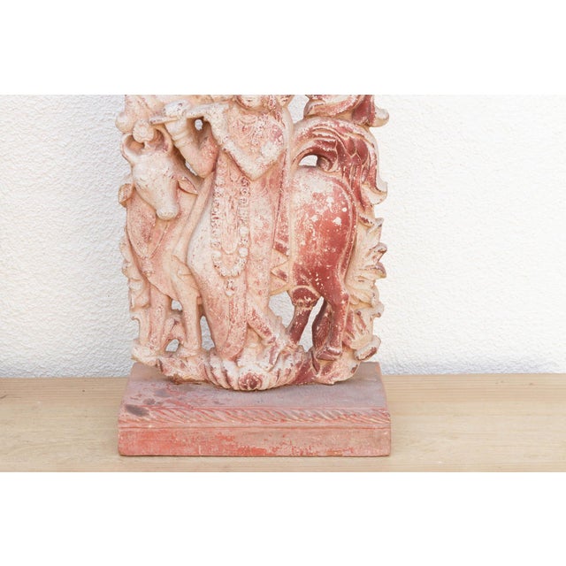 Red Set of 2, Vintage Krishna Statues For Sale - Image 8 of 9
