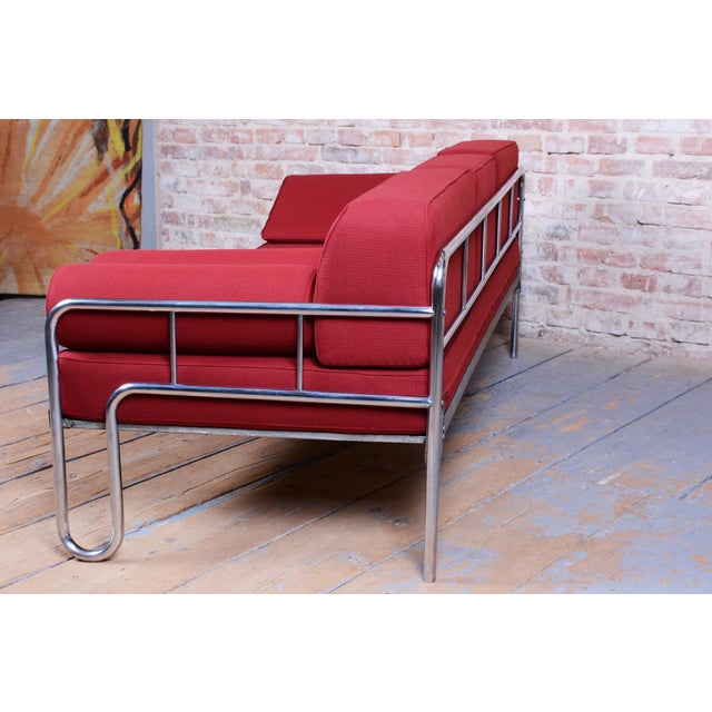 Bauhaus Sofa in Chrome and Upholstery by Hynek Gottwald, Czech, 1930s For Sale - Image 15 of 17