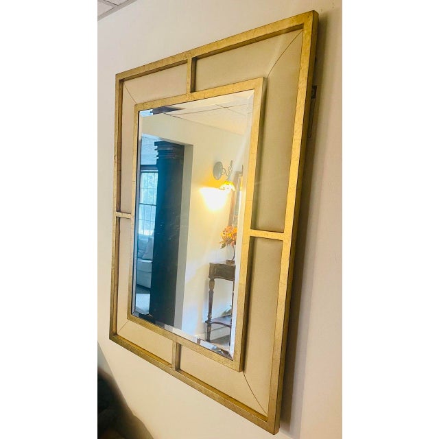 Port 68 Port 68 Bedford Wall Mirror in Sand Ostrich Fabric/Gold *In Box* For Sale - Image 4 of 7