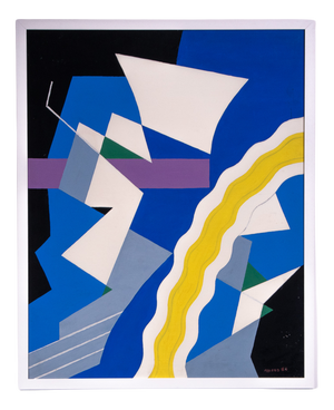 Jozef Mees, Abstract Composition, 1983, Oil Painting on Cardboard