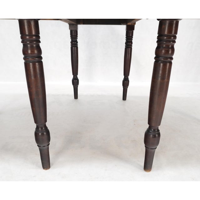 Solid Walnut Board Antique Drop Leaf Dining Center Console Table Clean! For Sale - Image 4 of 17