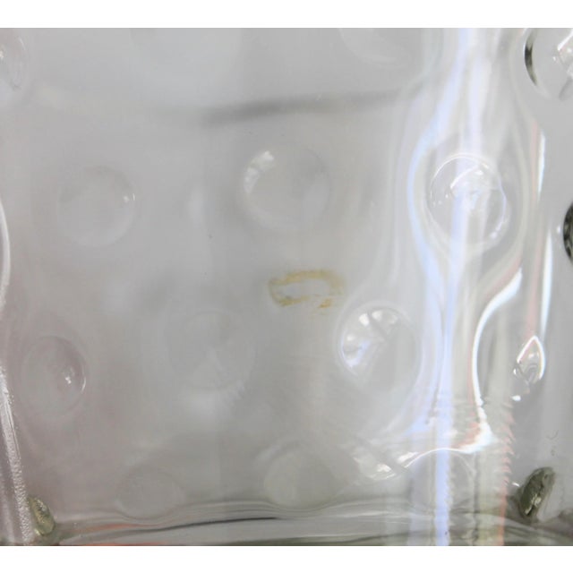 Metal Mid Century Modern Dot Pattern Crystal Ice Bucket With Silver Plated Tongs Barware For Sale - Image 7 of 8