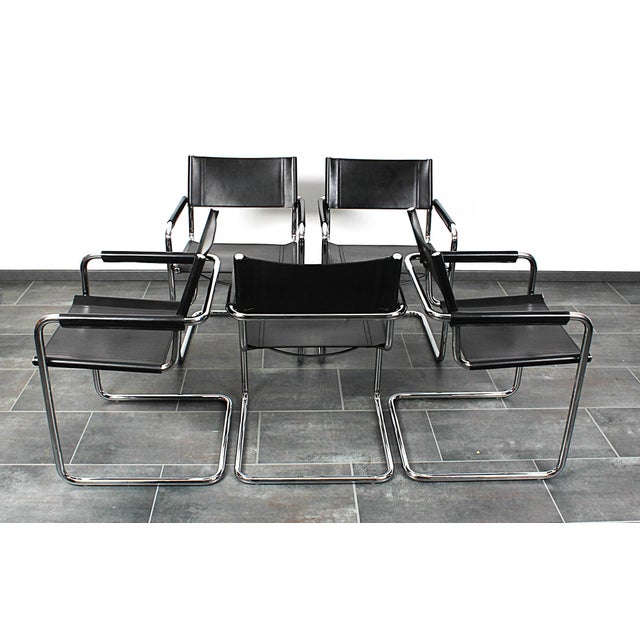 Black Cantilever Chairs in Saddle Leather by Matteo Grassi, 1980s, Set of 6 For Sale - Image 8 of 13