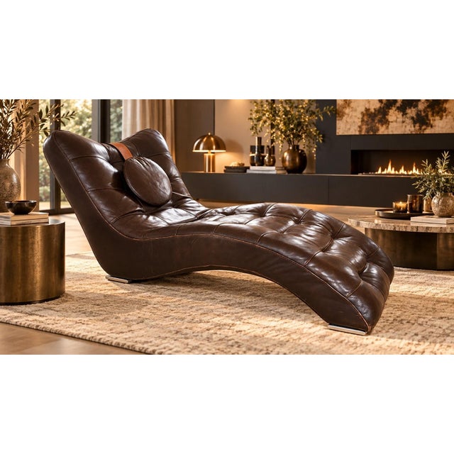 A relaxation chaise longue in the 1970s design style, with a fluid and organic s-shaped profile. The seat is fully...