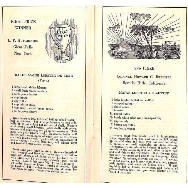 "Maine: 27 New Lobster Recipes" 1955 For Sale - Image 10 of 14