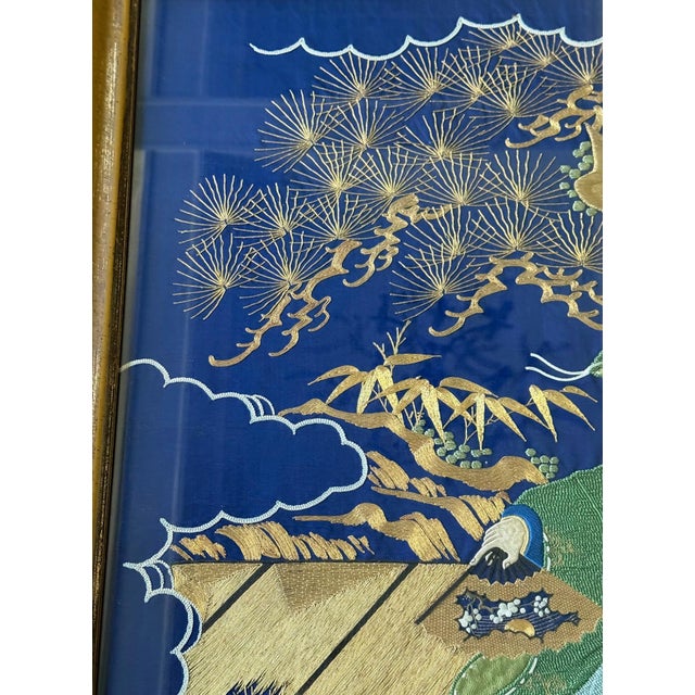 Framed Large Japanese Embroidery Silk Fukusa of Superb Quality Meiji Period For Sale - Image 15 of 18