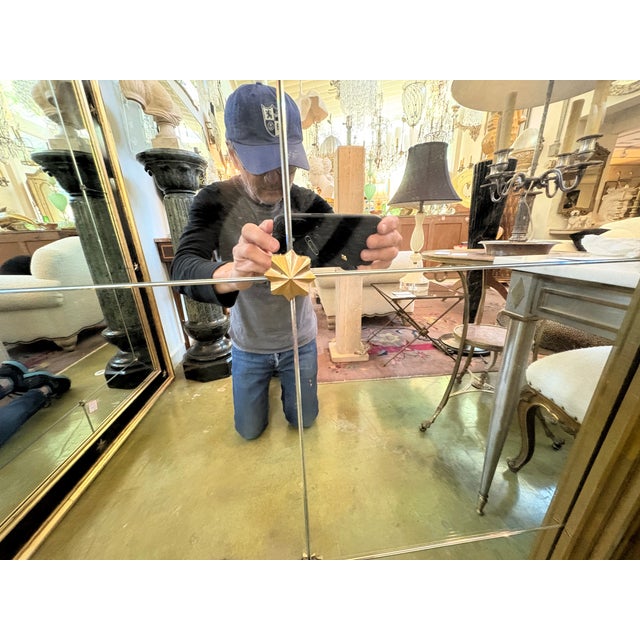 Metal Monumental Italian Modern Neoclassical Style Bronze Mirror For Sale - Image 7 of 13