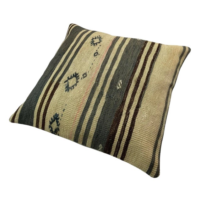 Vintage Turkish Kilim Bench Cushion Cover For Sale - Image 9 of 11