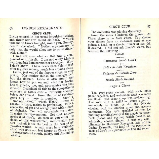 "London Restaurants" 1924 'Diner-Out' For Sale In New York - Image 6 of 10