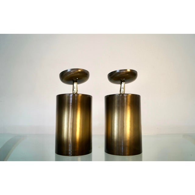 Mid-Century Modern 1950’s Mid-Century Modern Aluminum Brass Sconces - A Pair For Sale - Image 3 of 12