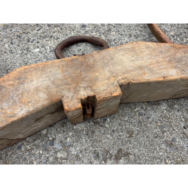 Antique Double Oxen Yoke Solid Iron Hardware For Sale - Image 6 of 10