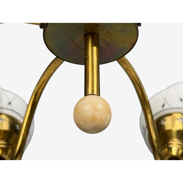 1930s Swedish Modern, Pendant Light, Opaline Glass, Brass, Plastic For Sale - Image 9 of 11