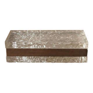 Willy Rizzo Style Lucite Ice Box, Mid Century Modern Lucite Chrome Decorative Box, Hollywood Regency Jewelry Box, Vintage Modernist Desk Box For Sale