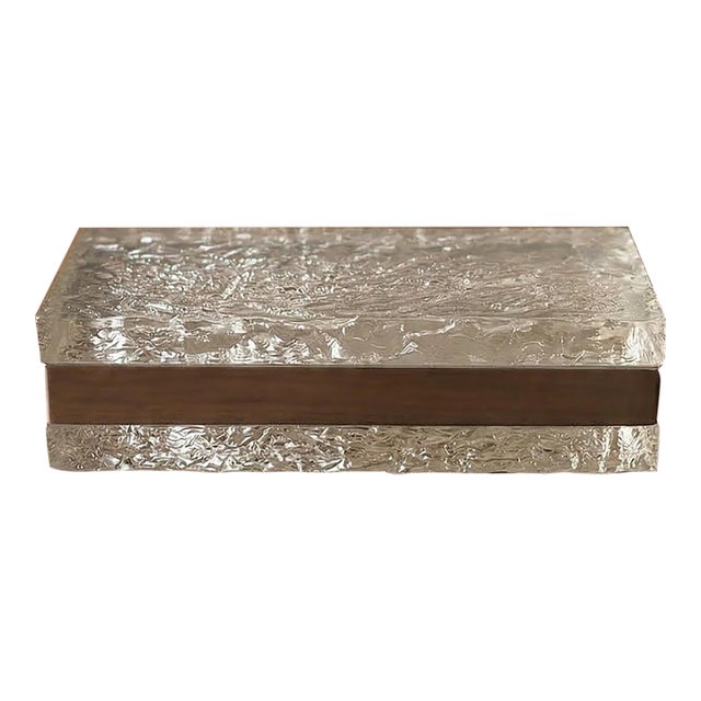 Willy Rizzo Style Lucite Ice Box, Mid Century Modern Lucite Chrome Decorative Box, Hollywood Regency Jewelry Box, Vintage Modernist Desk Box For Sale