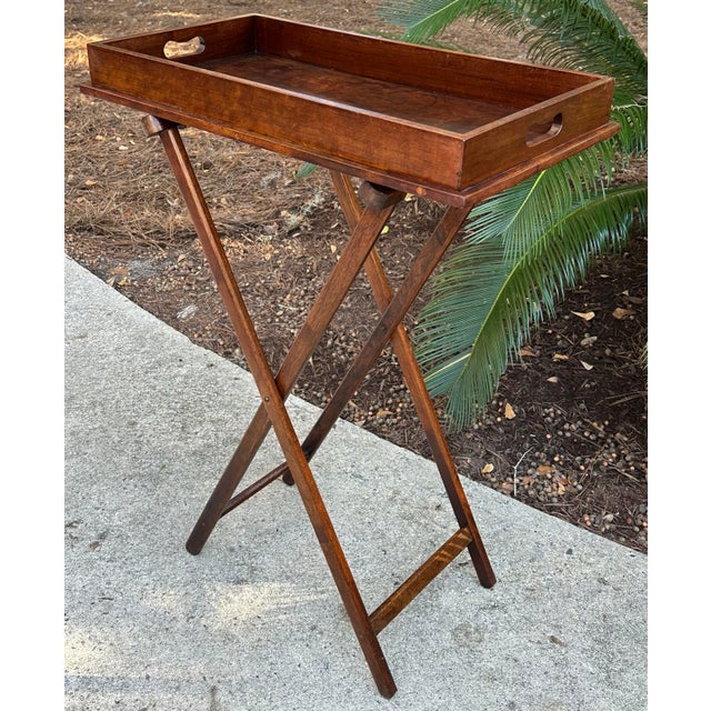 Traditional Antique Butler's Serving Tray on Stand, English Country House, Folding, Georgian Style For Sale - Image 3 of 12