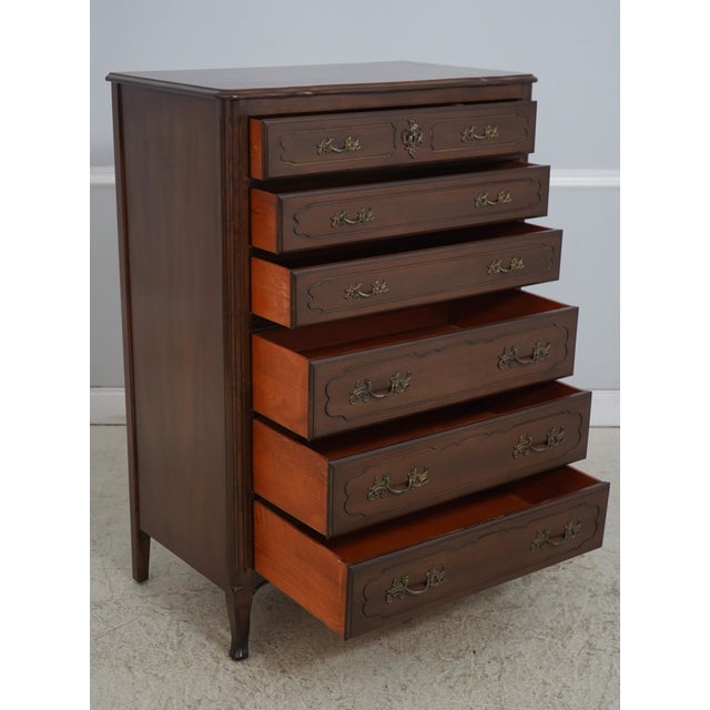 French Country Vintage French Country Walnut Finish High Chest For Sale - Image 3 of 18