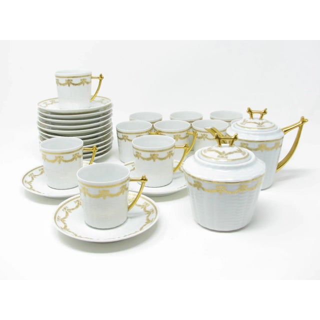 Vintage Robert Haviland & C. Parlon Limoges Porcelain Demitasse Tea or Coffee Set With Gold Decoration - 24 Pieces For Sale - Image 13 of 13
