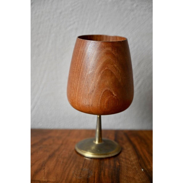 Scandinavian Decorative Glass in Teak and Brass, 1960s For Sale - Image 4 of 6