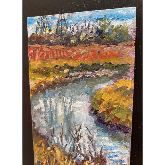 Early 21st Century Highline Canal by Delton Demarest | Oil on panel Landscape with water and reflections For Sale - Image 5 of 5