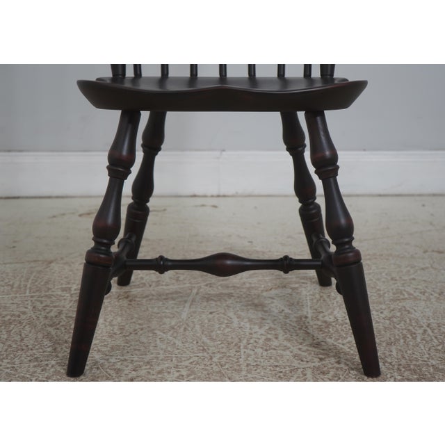 Set of 8 Black Crackle Painted Finish Windsor Dining Room Chairs For Sale - Image 15 of 18