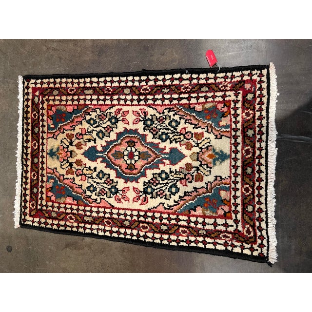 1990s Handwoven Persian Hamedan Area Rug 1'7" X 2'4" For Sale - Image 4 of 4