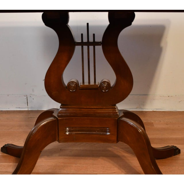 1930 English Mahogany Accent Console Table Lyre Base For Sale - Image 4 of 17