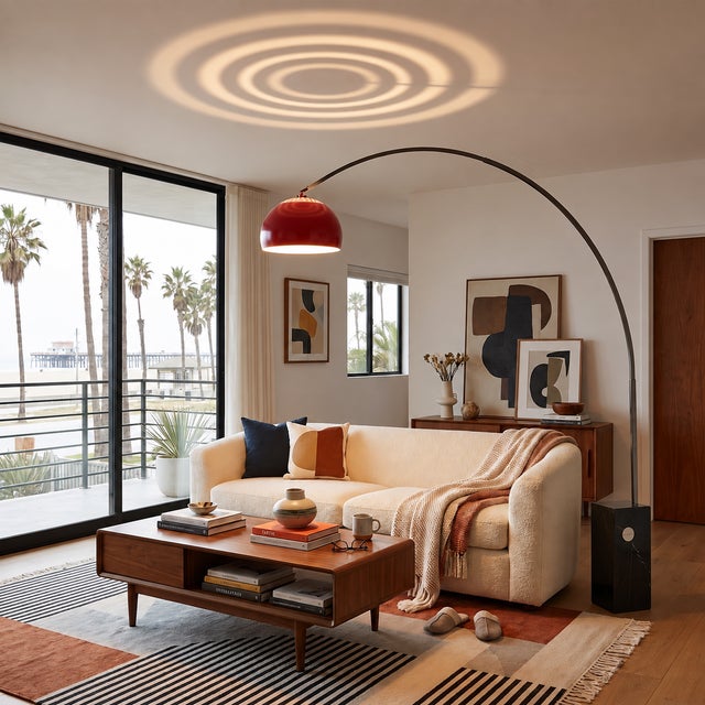 Crafted with a Black Nickel steel body and a Black Marble base, the Iconic Arc Lamp is a Mid-Century Modern masterpiece....