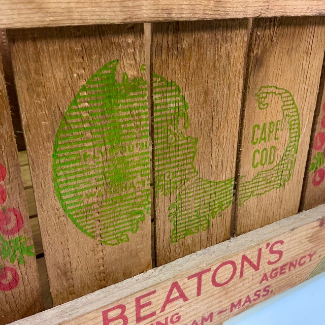 Mid-Century Rustic Boho Chic Coastal Cape Cod Cranberries Crate. For Sale - Image 12 of 12