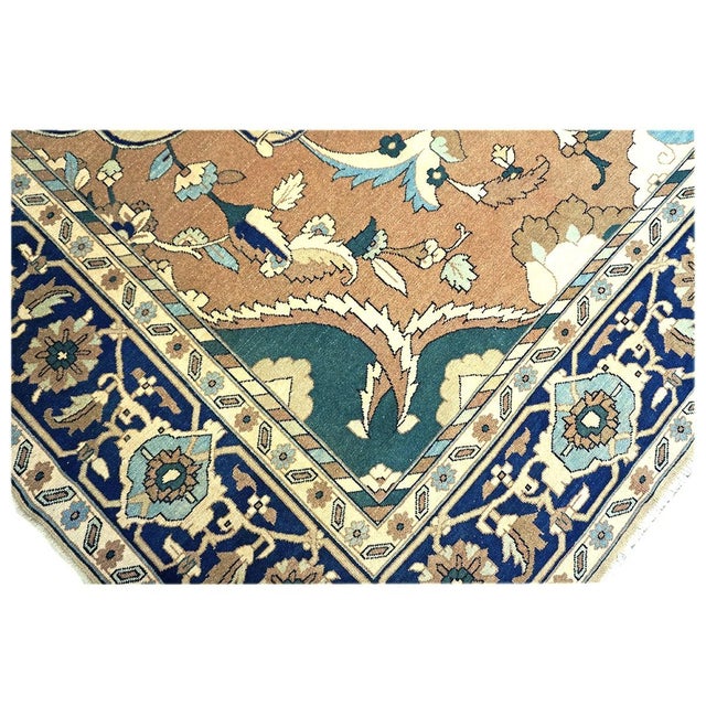 Textile 21st Century Persian Heriz Wool 12x15 Tan & Navy Handmade Area Rug #9902016 For Sale - Image 7 of 10