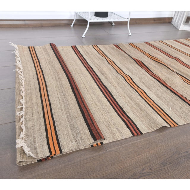 Textile 1970s Vintage Turkish Runner Handwoven Wool Flatweave Kilim Rug For Sale - Image 7 of 8