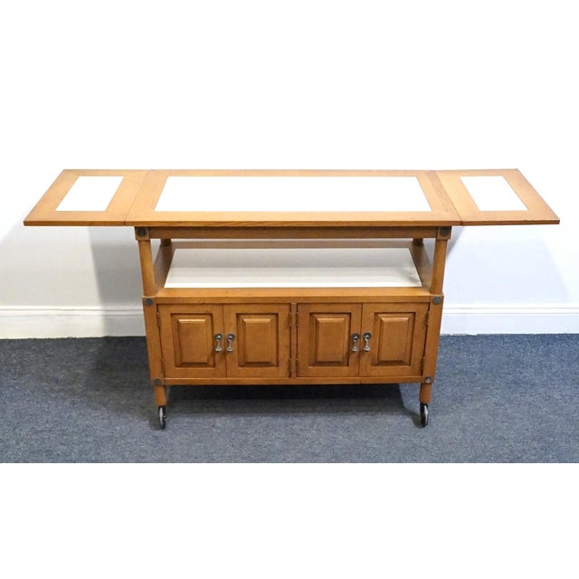 Unique Furniture Solid Oak Southwestern Mediterranean 64" Drop Leaf Server Buffet 5562 - American Fiesta Finish For Sale In Kansas City - Image 6 of 16