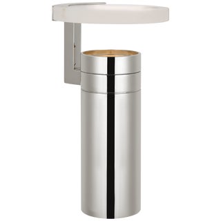 Kelly Wearstler by Visual Comfort Signature Melange 9" Rechargeable Floating Disc Accent Lamp in Polished Nickel with Alabaster For Sale
