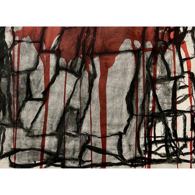 Late 20th Century Bold Graphic Abstract Expressionist Mixed Media Painting Richard Snyder NYC Art For Sale