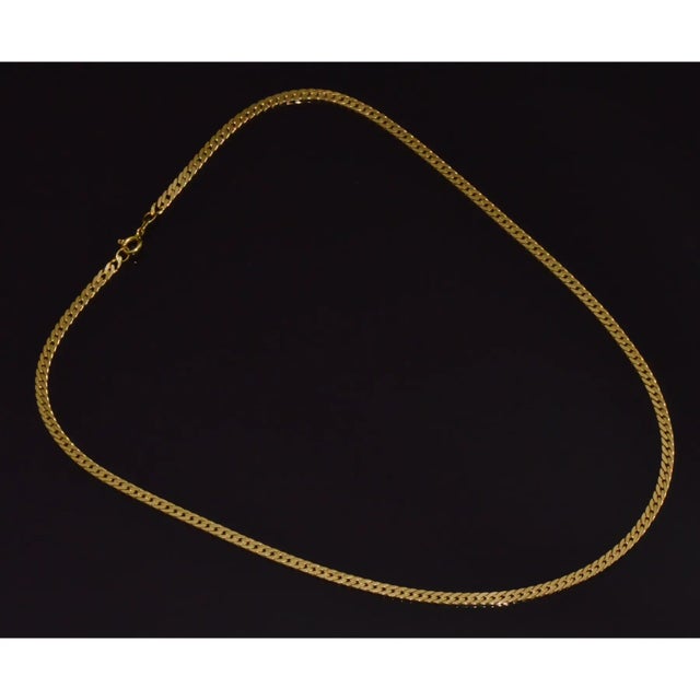 Italian 14k Solid Yellow Gold Faceted Flat Curb Chain Necklace For Sale In Dallas - Image 6 of 12