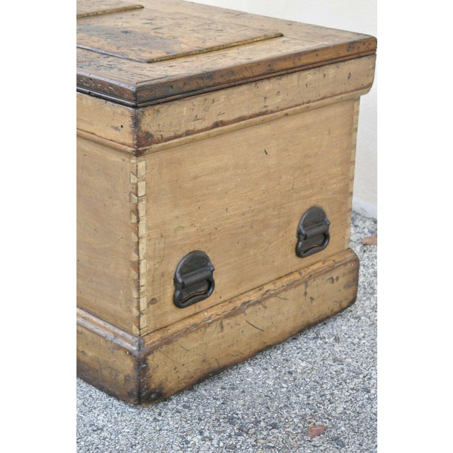 Antique 19th C Hand Painted Distressed Wood Blanket Chest Dovetail Trunk Chairish