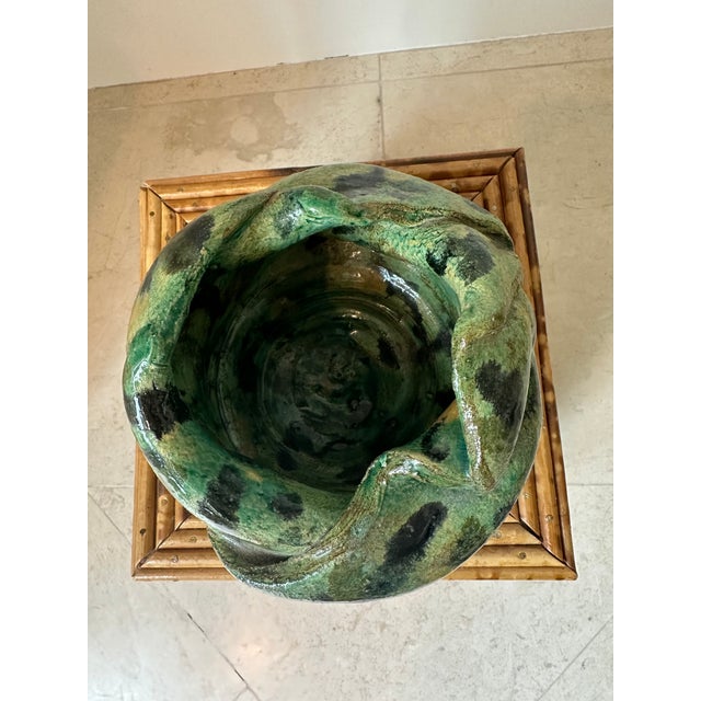 1970s Vintage Handmade Green Chunky Brutalist Vase /Vessel For Sale - Image 5 of 12