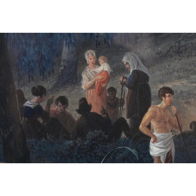 Gold Landscape Paintings with Mill and Pastoral, Gouache on Paper, Set of 2 For Sale - Image 8 of 18