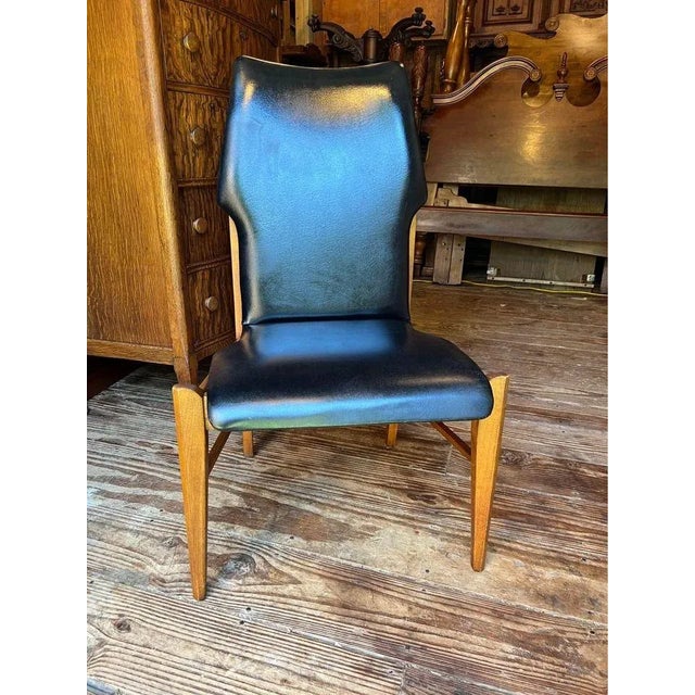 Set of 4 Lane First 1st Edition Arne Vodder Style Walnut and Vinyl Highback Dining Chairs For Sale In Washington DC - Image 6 of 13