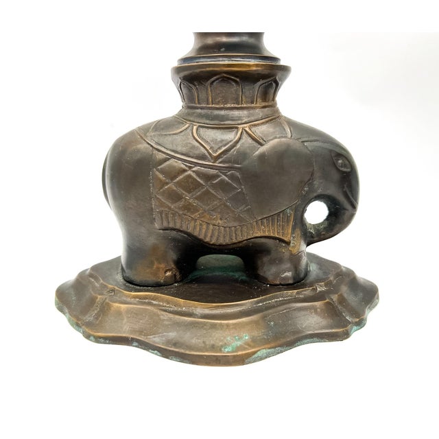 Vintage Brass Elephant Andiron-Style Mantel Decor – Hollywood Regency / Boho Global For Sale - Image 10 of 10