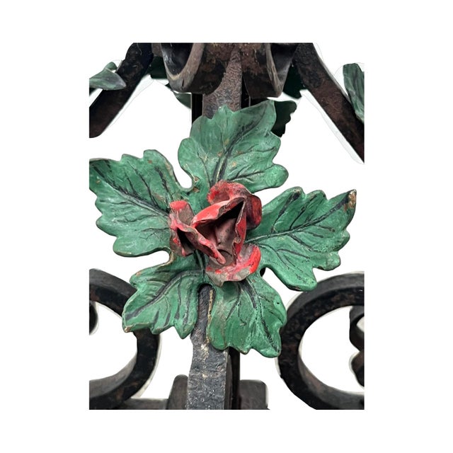 Metal 1910s Elaborate Bent Brass and Wrought Iron Spanish Revival Floor Lamp With Golden Mica Shade For Sale - Image 7 of 11