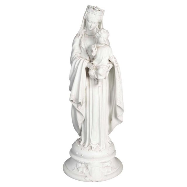 Virgin Mary with Jesus Sculpture in Biscuit Porcelain For Sale - Image 9 of 9