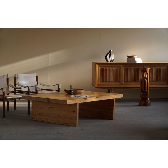 Swedish Brutalist Solid Pine Coffee Table by Sven Larsson, 1970s For Sale - Image 13 of 15