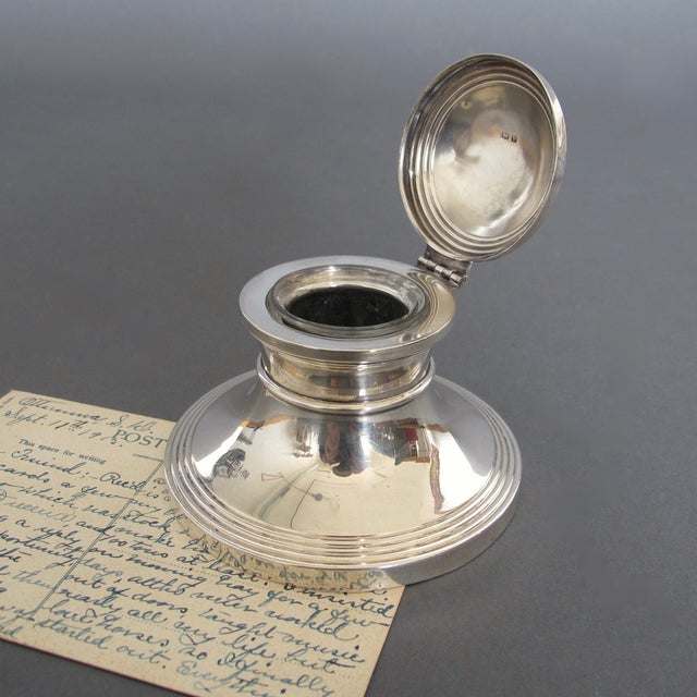 Solid Silver English Capstan Inkwell, 1920 Chairish