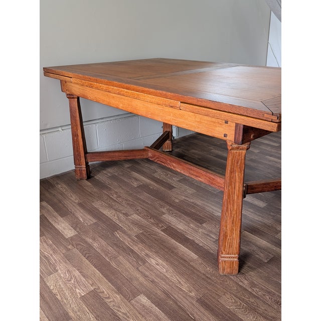 A. Brandt Ranch Oak Trestle Extendable Dining Table For Sale - Image 14 of 17