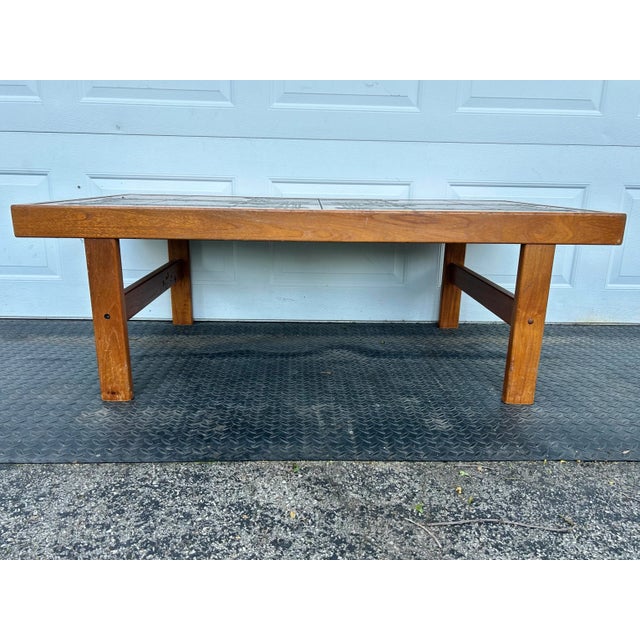 Wood Mid 20th Century Danish Tile Top Coffee Table by Trioh For Sale - Image 7 of 12