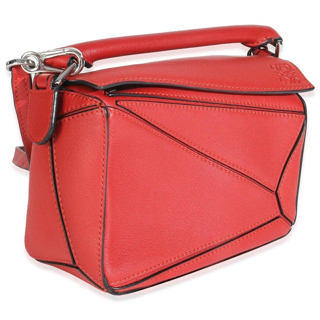 Contemporary Scarlet Calfskin Mini Puzzle Bag For Sale - Image 3 of 9